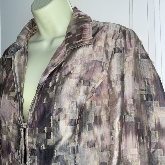 Chico’s tan, purple & lavender polyester jacket - Picture 2 of 8